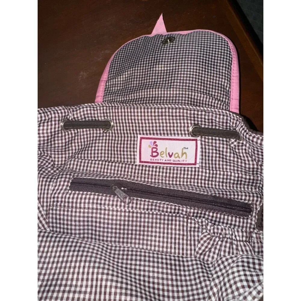 Belvah NWT Quilted Backpack with 1 or 2 Straps Brown and Pink